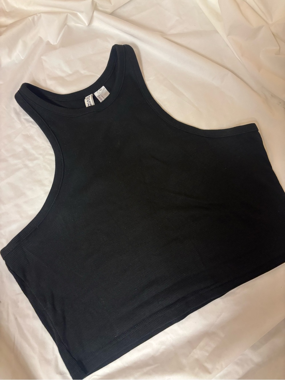 H&M Divided Black Crop Tank Top | Large